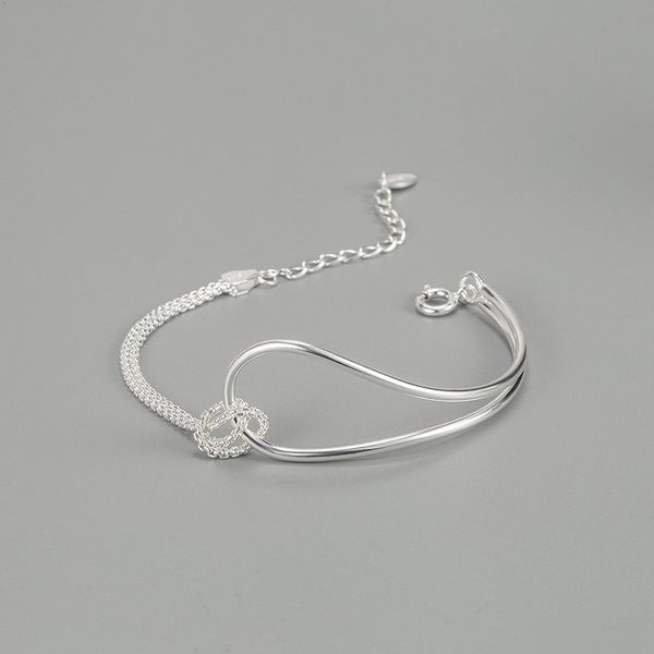 

ins design version 925 sterling silver knotted bracelet personality geometric minimalist style bracelet hand jewelry, Golden;silver