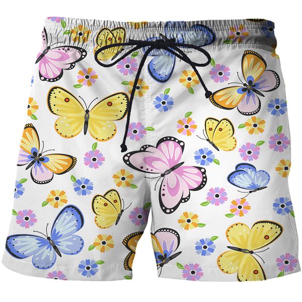 

summer men's 3d printed butterfly shorts man beach casual surf beach pants male street fashion pants men clothing streetwear 220624, White;black