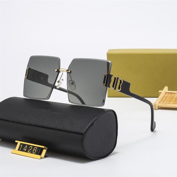 

2022 luxur classic square sunglasses1246 frameless designer brand fashion womens sun glasses eyewear metal glass lense315l, White;black