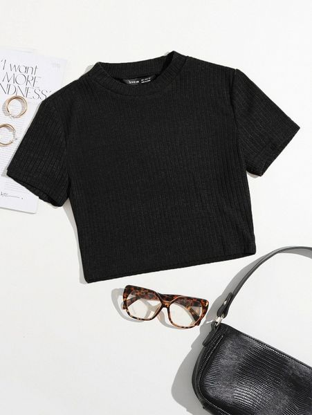 

rib-knit solid tee q6ho#, White