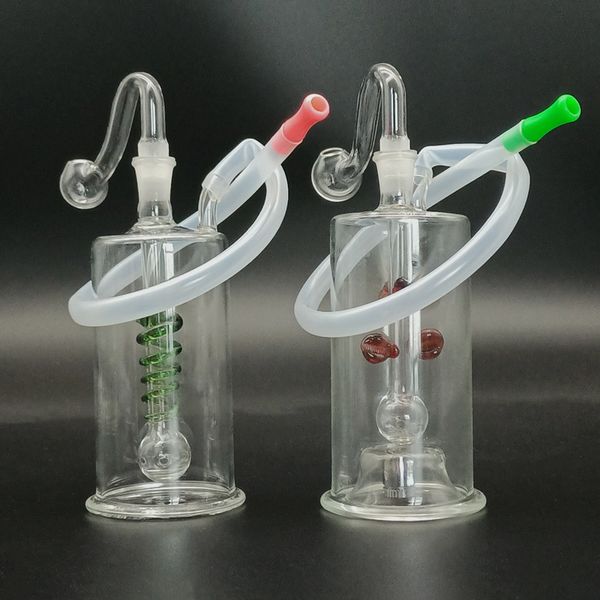 DHL Mini Glass Dab Rig Bong Hookah Bongos grossos Conjunto Perc Percolator LED LED WATER TUBO BUBBLER PORTÁVEL FUMO