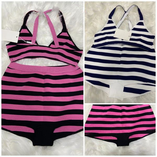 

pink pad bathing swimsuit bikini set women stripe swimwear in fashion bandage suits selling stock knit tags vmths