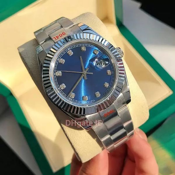 

mens 41mm automatic mechanical watches classic life waterproof wristwatch calendar stainless steel case montre de luxe, Slivery;brown