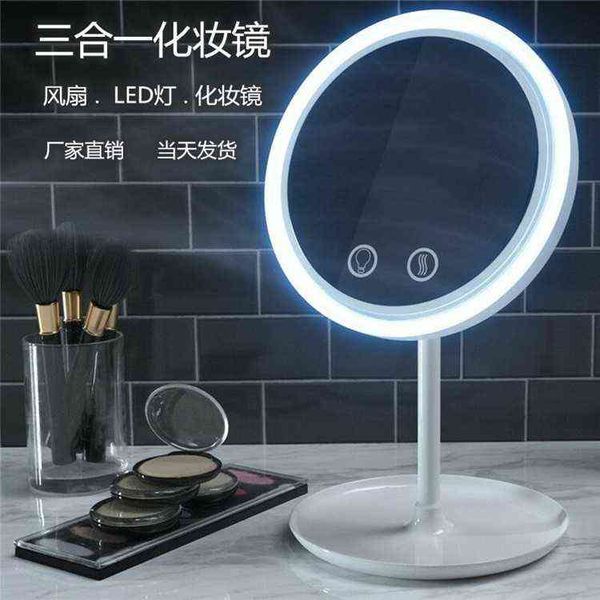 

factory outlet three in one led fan vanity mirror creative wind dispersion belt lamp deskmagnifying glass dormitory portable