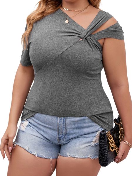 

plus twist front asymmetrical tee r7ky#, Black