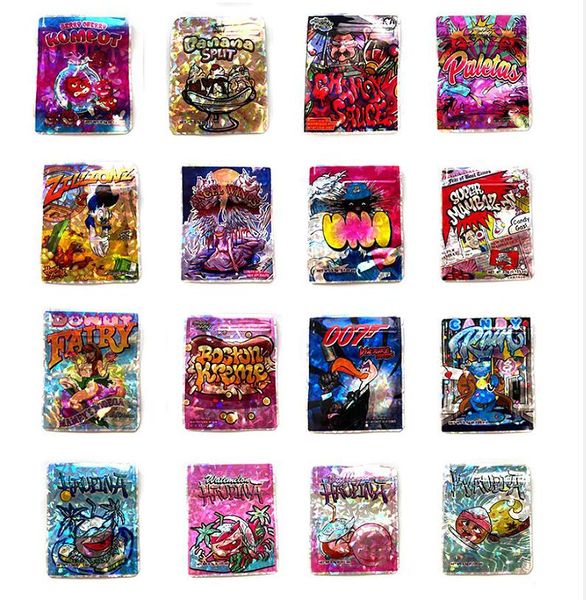 

laser packaging bags edible mylar 3.5g storage plastic food candy runtz banana kompot bubbaloo breezy garden packing bag empty