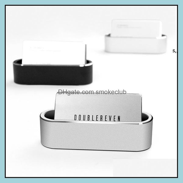 Scatola portacarte in metallo Espositore in alluminio per IdDebitBusinessNameGift Cards Desktop Organizer Container Case Gwb14248 Drop Delivery 2