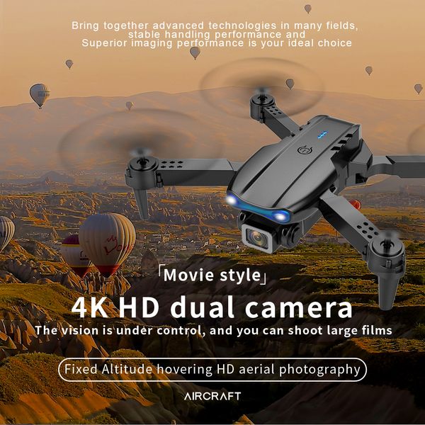 E99 RC LED Mini Mini Accessoires ile Kontrollü Drone 4K HD Video Kamera Hava Fotoğrafçılığı Helikopter Uçak 360 Derece Flip