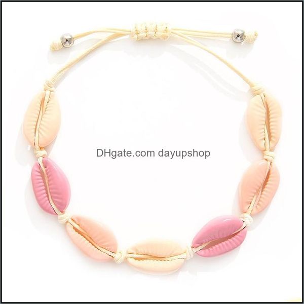 

charm bracelets jewelry colour shell bracelet ocean wind alloy manual weave ornaments drop delivery 20 dhjzu, Golden;silver