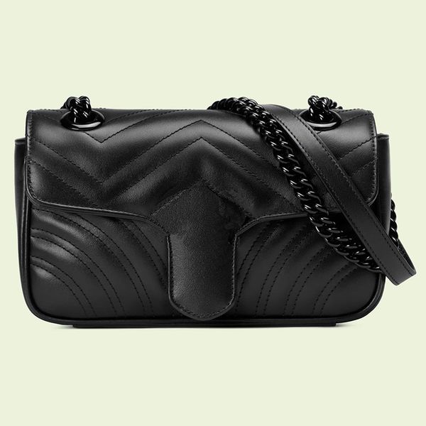 

446744 marmont full black shoulder bags women designer bag size 22x14x6cm