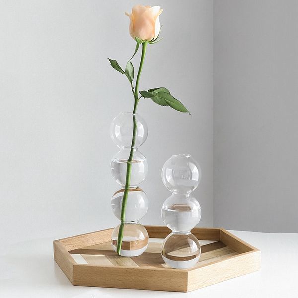 Bola de cristal Vaso de flores Bolha Garrafa de vidro transparente Bola hidropônica Artigos de arte Mesa Decoração de casa