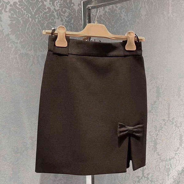 

spring new style skirt french small fragrance sweet temperament split bow black