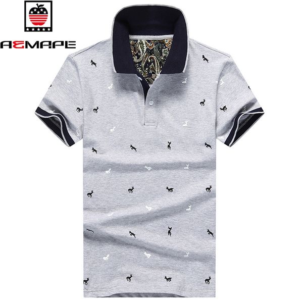 

aemape brand polo shirts men cotton fashion animal deer printing polo summer short sleeve casual slim fit plus size 220714, White;black