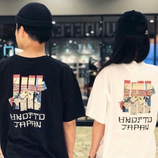

undefeated short-sleeve tee men's tide brand t-shirts summer round neck heavy cotton loose couple wear, White;black