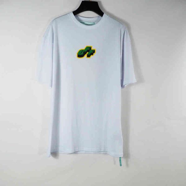 

2022 spring and summer new off letter flocking cartoon arrow round neck short sleevefwtc, White;black