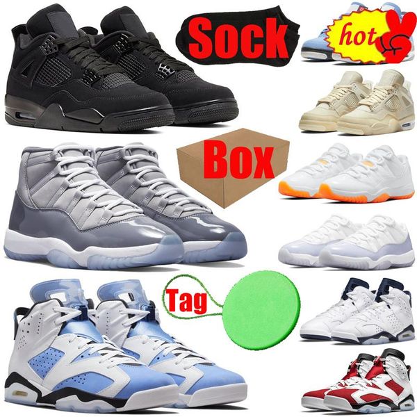 

with box basketball shoes jumpman 4s 6s 11s mens womens black cat cool grey 4 5 11 unc cactus jack sail midnight navy pure violet men