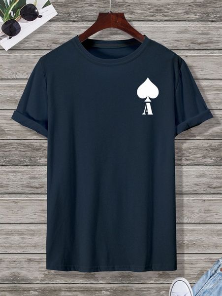 

men playing card print tee r5m9#, White;black