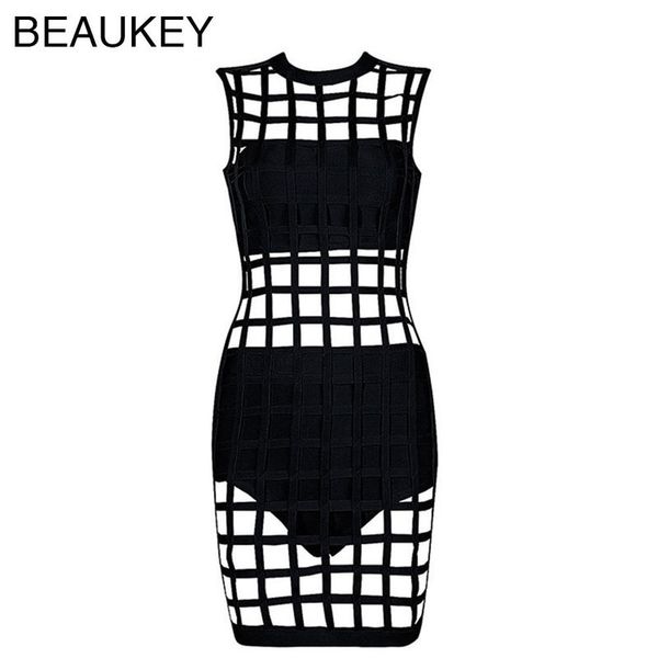 

womens est arrival 3 piece black sleeveless lattice hollow out mini rayon bandage dress 210414, Black;gray
