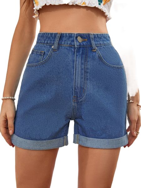 

roll up high waist denim shorts t7rw#, White;black