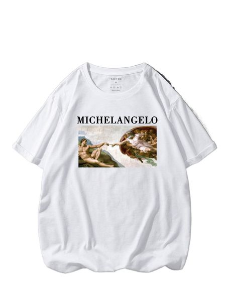 

men figure & letter graphic tee e5vp#, White;black