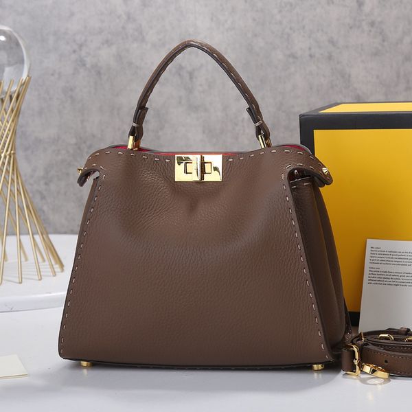 

retro solid color tote bag purely handmade beeswax line decoration large capacity leather handbag ladies new multifunctional fashion diagona