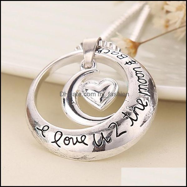 Anhänger Halsketten Mond Ich liebe dich bis zum Ende und zurück Herz Halskette Sonne Drop Lieferung 2021 Schmuck Anhänger Mjfashion Dhfzl