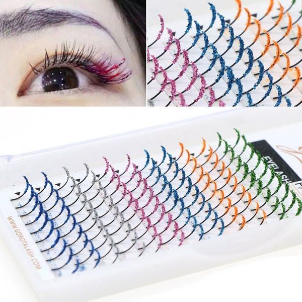 Cílios falsos cílios individuais D Curl Fairy Glitter Fake Shiny Eyelash Extensionsfalse Harv22