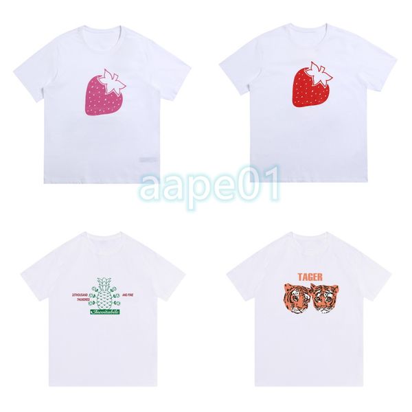 

mens fashion strawberry print tee designer womens round neck short sleeve t shirts white asian size s-2xl, White;black