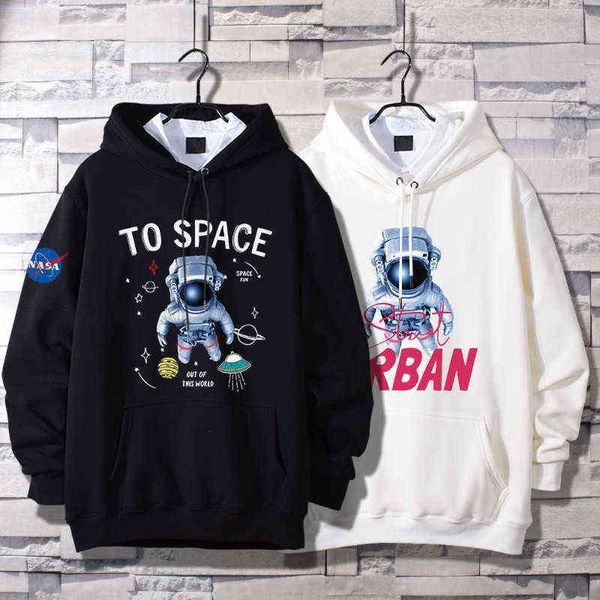 

hoodies sweatshirts designer hoodie nasa joint name spring and autumn thin hooded sweater male student loose ins fashion winter plush jacket, Black
