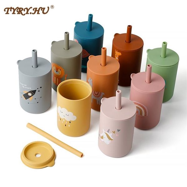 

150ml baby feeding drinkware straw cup baby learning feeding bottles anti leakproof silicone tableware toddler water bottle 220715