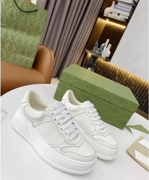 

50%off time out sneakers platform shoes perforated embossed bulge letter sneaker men women trainers genuine leather casual shoe with box and, Black