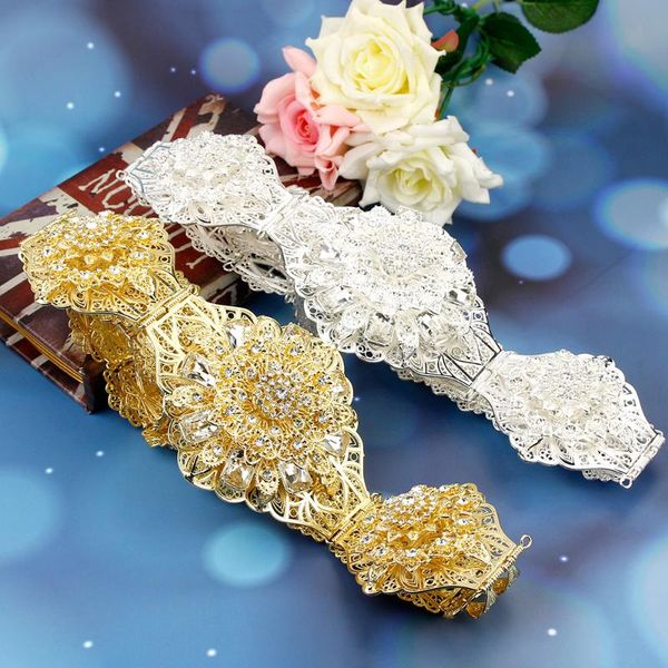 

other sunspicems big crystal moroccan belt for women european wedding jewelry metal waist link chain gold silver color bridal gift, Slivery;golden