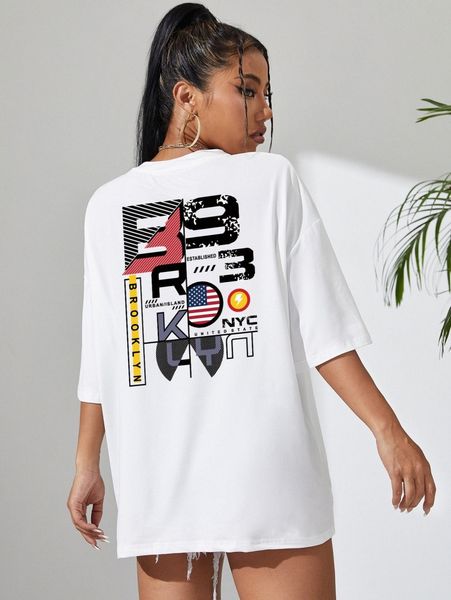 

flag & letter graphic t-shirt o8pz#, White