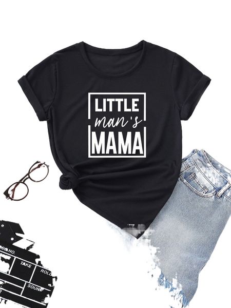 

1pc letter graphic round neck tee d0qc#, White