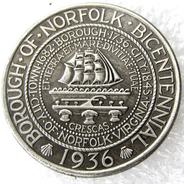 USA 1936 NORFOLK Gedenk-Halbdollar versilbert Bastelkopie Münze Metallstempel Herstellung Fabrikpreis