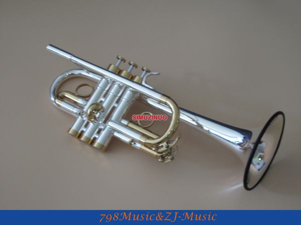 

silver gold plated trumpet eb/d trumpet model valve with case lorico ring mute