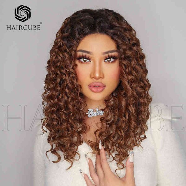 

wigs women synthetic wigs new arrivals medium split brown full head small curly wig women's lace 13x5x1lace 220601, Black