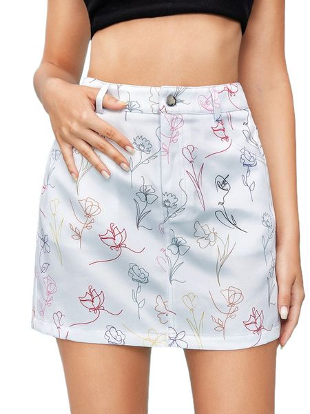 

x sogna floral print high waist skirt 56qx#, Black