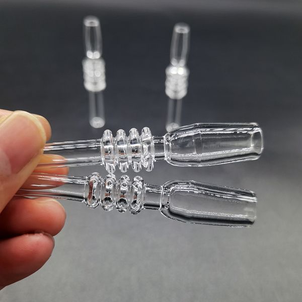 Großhandel 100% echte Quarzspitze Rauchwerkzeug 10mm 14mm 18mm Joint Dab Straw Drip Tips Domeless Quartzs Nagel mit Keck-Clips für Glasbongs Wasserpfeifen Rauchzubehör