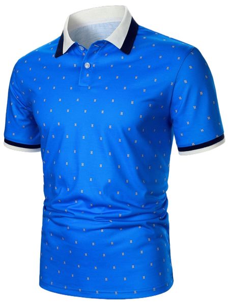 

men letter graphic striped trim polo shirt b86o#, White;black