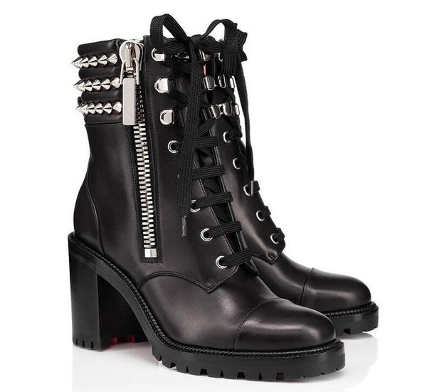 

22s fashion designer women's red bottoms boot ladies black shoes high heels pumps luxury ronud toes black white leather ankle boots wes