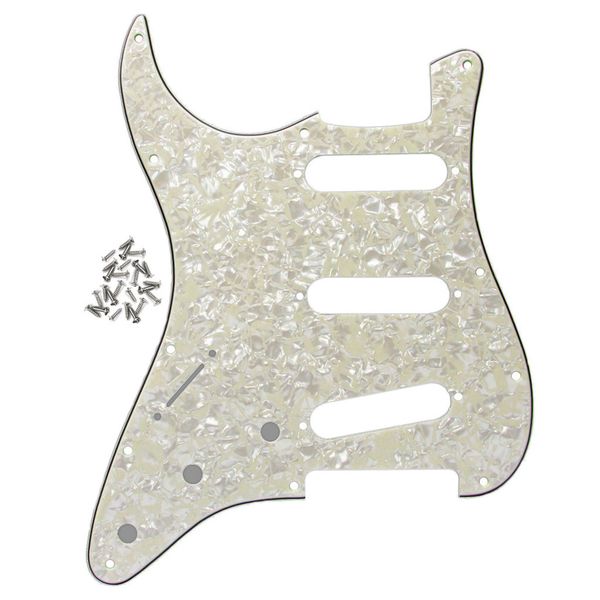 Placa de arranhões para pickguard de guitarra SSS canhoto 11 buracos para guitarra elétrica pérola envelhecida