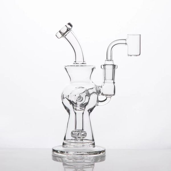 Wasserpfeifen-Recycler-Dab-Rig-Aschefänger, Mini-Ball-in-Ball-Bong mit hohem Borosilikatglas, Bodenbohrer, Blasenhalter, Bong, voll, 7 Zoll hoch