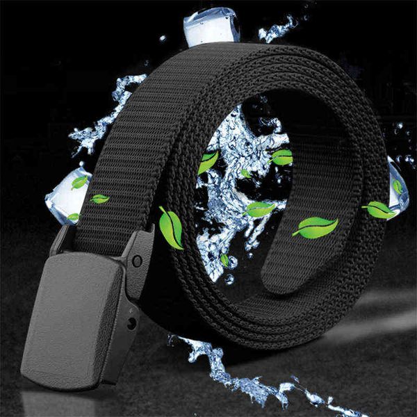 

belt men's canvas belt tide sports outdoor nylon non-ferrous metal plastic buckle casual fabric trouser, Black;brown
