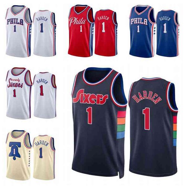 

basketball jersey james harden #1 joel embiid #21 tyrese maxey #0 curry #31 harris #12 2021-22 jerseys men youth s, Black