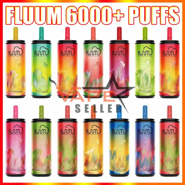 Original Fluum Bar 6000 Puffs Einweg-Vape-Pen E-Zigarette mit wiederaufladbarem 600-mAh-Akku, 15 ml vorgefüllter Pod, 0 % 2 % 3 % 5 % Stärke, Netzspulen-Set