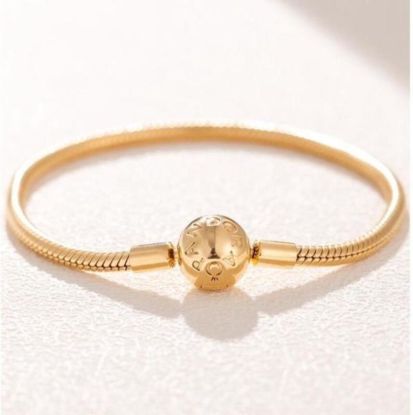 

luxury 18k fashion rose gold bracelets original box for pandora sytle charm beads 925 silver snake chain bracelet women jewelry 62xf, Golden;silver