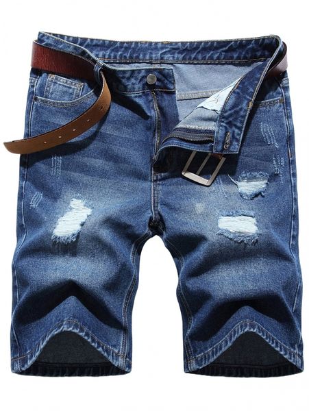 

men ripped denim shorts without belt 19ns#, White;black