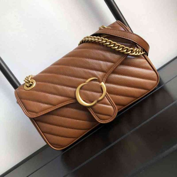 

classic caramel color fashion stripe line one shoulder messenger chain bag mini