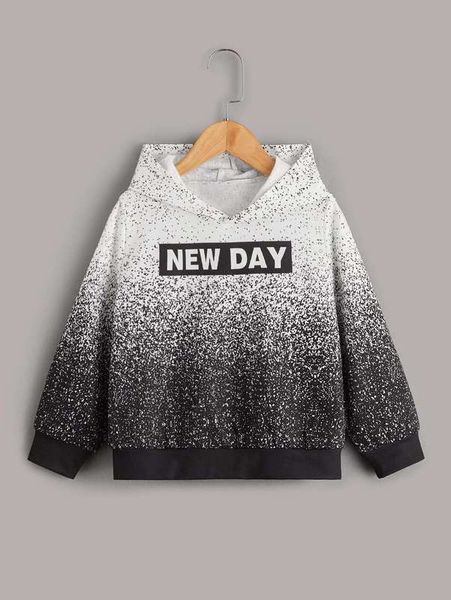 

toddler boys letter graphic ombre hoodie she, Black